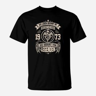 Schwarz T-Shirt Geburt von Legenden 1973, Retro Geburtstag Design - Seseable