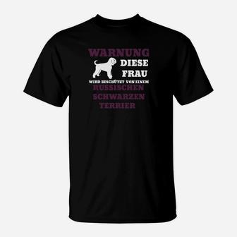 Schwarzer Terrier Hunde-T-Shirt für Damen, Lustige Warnung - Seseable