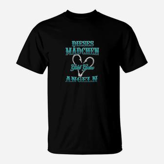 Schwarzes Herren T-Shirt Dieses Mädchen liebt Angeln, Angelmotiv Design - Seseable