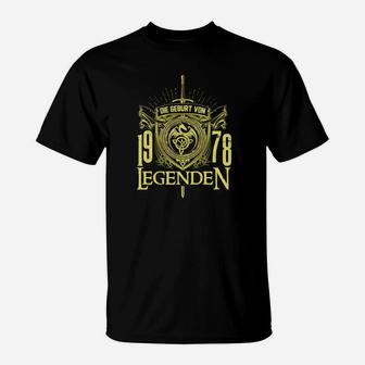 Schwarzes Herren T-Shirt Goldaufdruck, Geburt von Legenden 1978 - Seseable