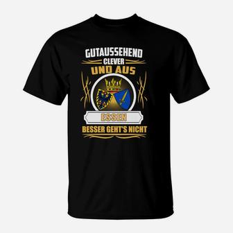 Schwarzes Herren-T-Shirt Gutaussehend Clever aus Essen Wappen-Design - Seseable