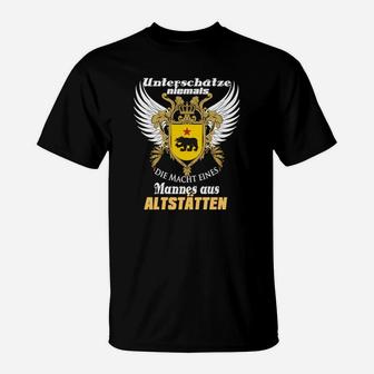 Schwarzes Herren-T-Shirt mit Adler Motiv: Stolz aus Altstätten - Seseable