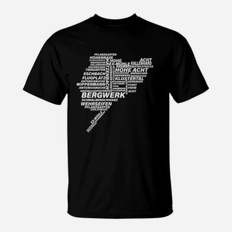 Schwarzes Herren-T-Shirt mit Bergbau-Wordcloud Design, Minenarbeiter Motiv - Seseable