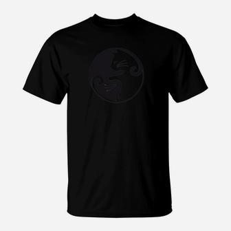 Schwarzes Herren-T-Shirt mit Drachen-Emblem, Stylische Mode - Seseable