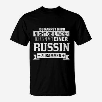 Schwarzes Herren T-Shirt Russin Partnerin Lustiger Spruch - Seseable