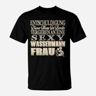Schwarzes Herren T-Shirt Vergeben an Sexy Wassermann Frau - Seseable