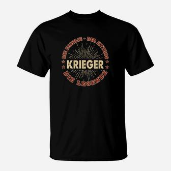 Schwarzes Krieger-Legenden Vintage T-Shirt, Retro Design Tee - Seseable