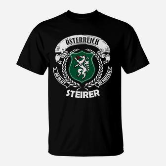 Schwarzes Steirer Wappen T-Shirt für Herren mit Österreich-Print - Seseable