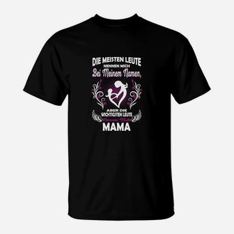 Schwarzes T-Shirt für Mütter, Wichtigste Nennen Mich Mama Tee - Seseable