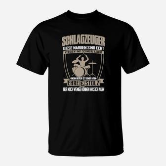 Schwarzes T-Shirt für Schlagzeuger, Ehre & Stolz Design - Seseable