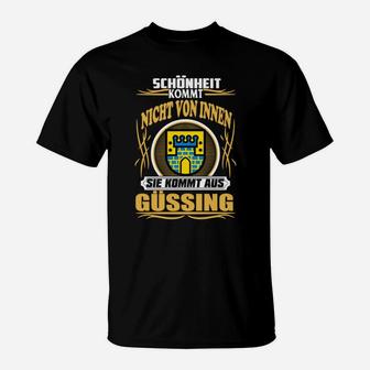 Schwarzes T-Shirt Güssing-Stolz mit Spruch über Schönheit - Seseable