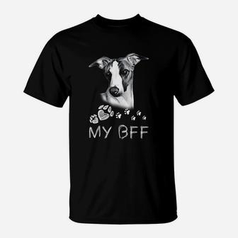 Schwarzes T-Shirt Hundemotiv My BFF, Lustiges Hunde-Freundschafts-Shirt - Seseable