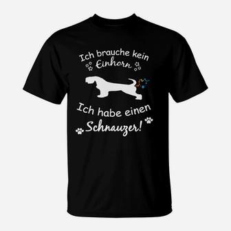 Schwarzes T-Shirt Kein Einhorn, nur Schnauzer, Lustiges Schnauzer-Shirt - Seseable