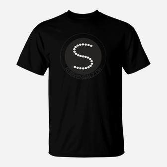 Schwarzes T-Shirt Kreisdesign mit S-Motiv, Unisex Grafikshirt - Seseable