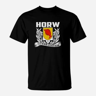 Schwarzes T-Shirt mit HORW Emblem & Motto, Exklusives Design - Seseable
