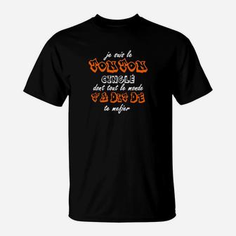 Schwarzes T-Shirt mit Je suis le Tonton singe Spruch, Französisches Design - Seseable