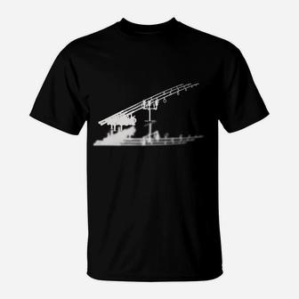 Schwarzes T-Shirt mit Kran-Silhouetten-Design für Bauarbeiter - Seseable
