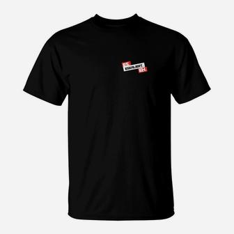 Schwarzes T-Shirt mit Logo-Print auf der Brust, Trendiges Design - Seseable