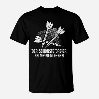 Schwarzes T-Shirt mit Pfeil-Design, Schönster Dreier im Leben-Aufdruck - Seseable