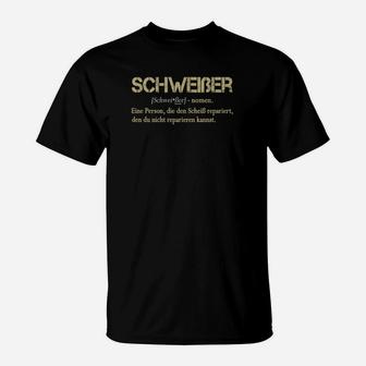 Schwarzes T-Shirt mit Schweiber Spruch, Witzige Definition - Seseable