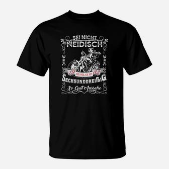 Schwarzes T-Shirt Motorrad-Thema Sei nicht neidisch für Biker - Seseable