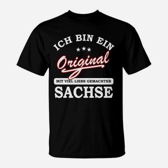 Schwarzes T-Shirt Original Sachse mit Liebe gemacht, Unisex - Seseable