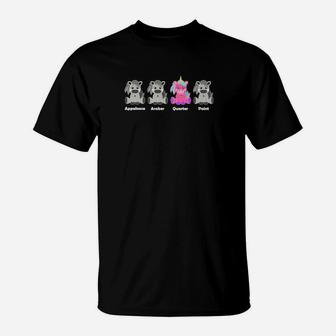 Schwarzes T-Shirt Vier Pandas Motive - Aggressiv bis Güte - Seseable