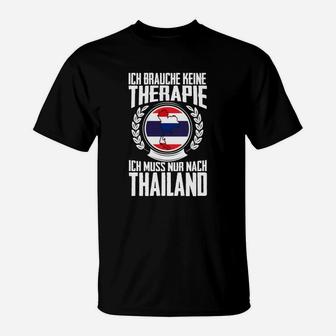 Schwarzes Thailand Reise Spruch T-Shirt mit Flaggen-Design - Seseable