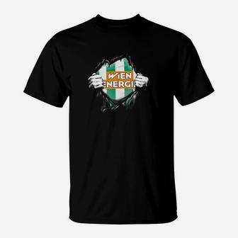 Schwarzes Wien Energie T-Shirt mit aufgerissenem Design - Seseable
