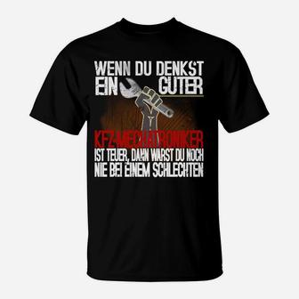 Schweißer-Motto Schwarzes T-Shirt, Guter vs. Schlechter Kfz-Mechaniker Tee - Seseable