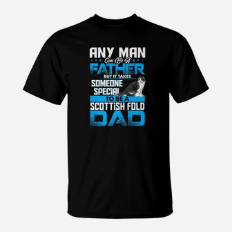 Scottish Fold Dad Cat Lovers Fathers Day Gif T-Shirt - Seseable