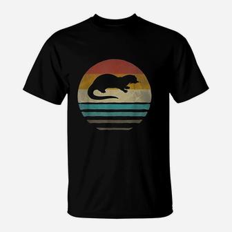 Sea Otter Retro Vintage 60s 70s Silhouette Distressed Gift T-Shirt - Seseable