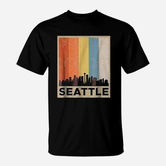 Seattle City Skyline Retro Vintage T-Shirt - Seseable