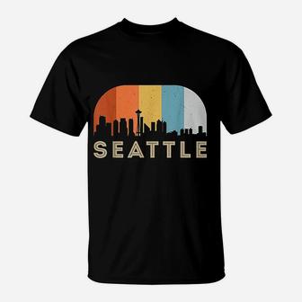 Seattle Washington Vintage Skyline T-Shirt - Seseable