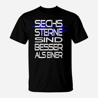 Sechs Sterne Schwarzes T-Shirt, Grafik Tee mit Spruch - Seseable