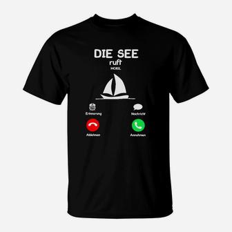 Segelboot Telefon T-Shirt, Die See ruft Design - Seseable