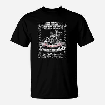 Sei nicht neidisch - EINUNDREISSIG Biker-T-Shirt, Vintage Schwarz - Seseable