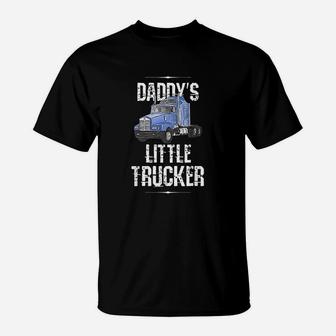 Semi Truck Boys Gift Daddy Little Trucker T-Shirt - Seseable