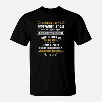 September-Frau Geburtstag T-Shirt mit Motivspruch, Stilvoll Feiern - Seseable