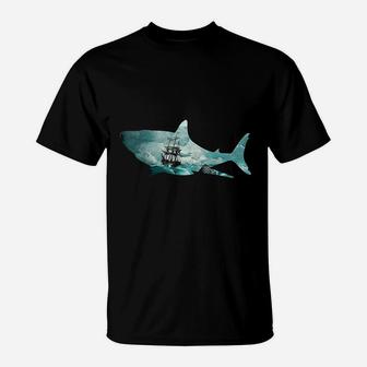 Shark Retro Vintage Ship In A Storm T-Shirt - Seseable