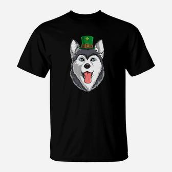 Siberian Husky Dog St Patricks Day Leprechaun Gift T-Shirt - Seseable