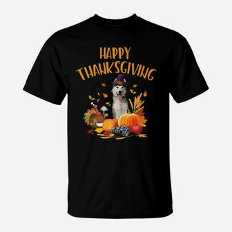 Siberian Husky Dog Turkey Funny Thanksgiving Gift T-Shirt - Seseable