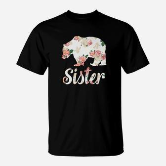 Sister Bear Floral Family Christmas Matching Gift T-Shirt - Seseable