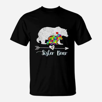 Sister Bear Support Autistic Adults Awareness Women T-Shirt - Seseable