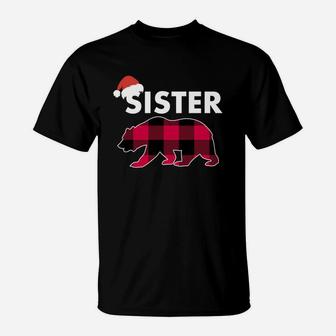 Sister Christmas Bear Plaid Matching Family Christmas Pajama T-Shirt - Seseable