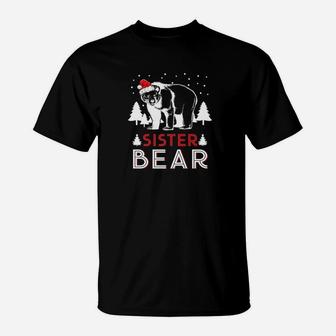 Sister Christmas Bear Santa Family Matching Pajamas T-Shirt - Seseable
