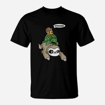 Sloth Turtle Snail Cute Animal Lover Gift T-Shirt - Seseable