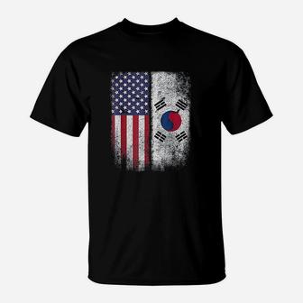 South Korean American Flag Korea Usa America Gift T-Shirt - Seseable