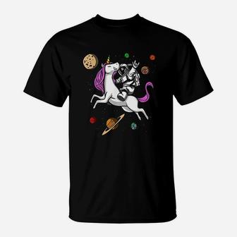 Space Astronaut Riding Unicorn Cosmic Funny Boys Girls Kids T-Shirt - Seseable