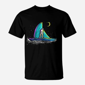Space Astronaut Sail Boat Gift For Skipper Sailing Captain T-Shirt - Seseable